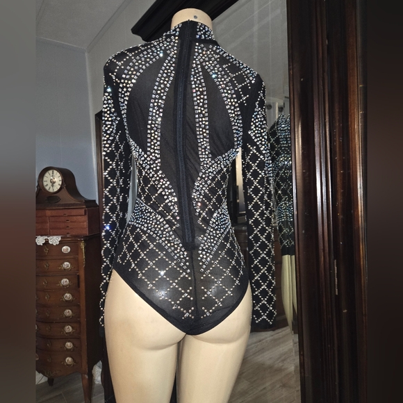 Embellished Sheer Bodysuit LARGE New No Tags - Picture 4 of 8